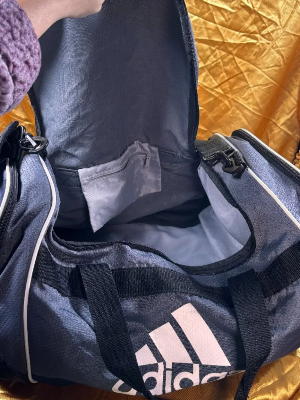 Adidas Gray Black Duffel Gym Bag Sports Travel Overnight Weekend Bag